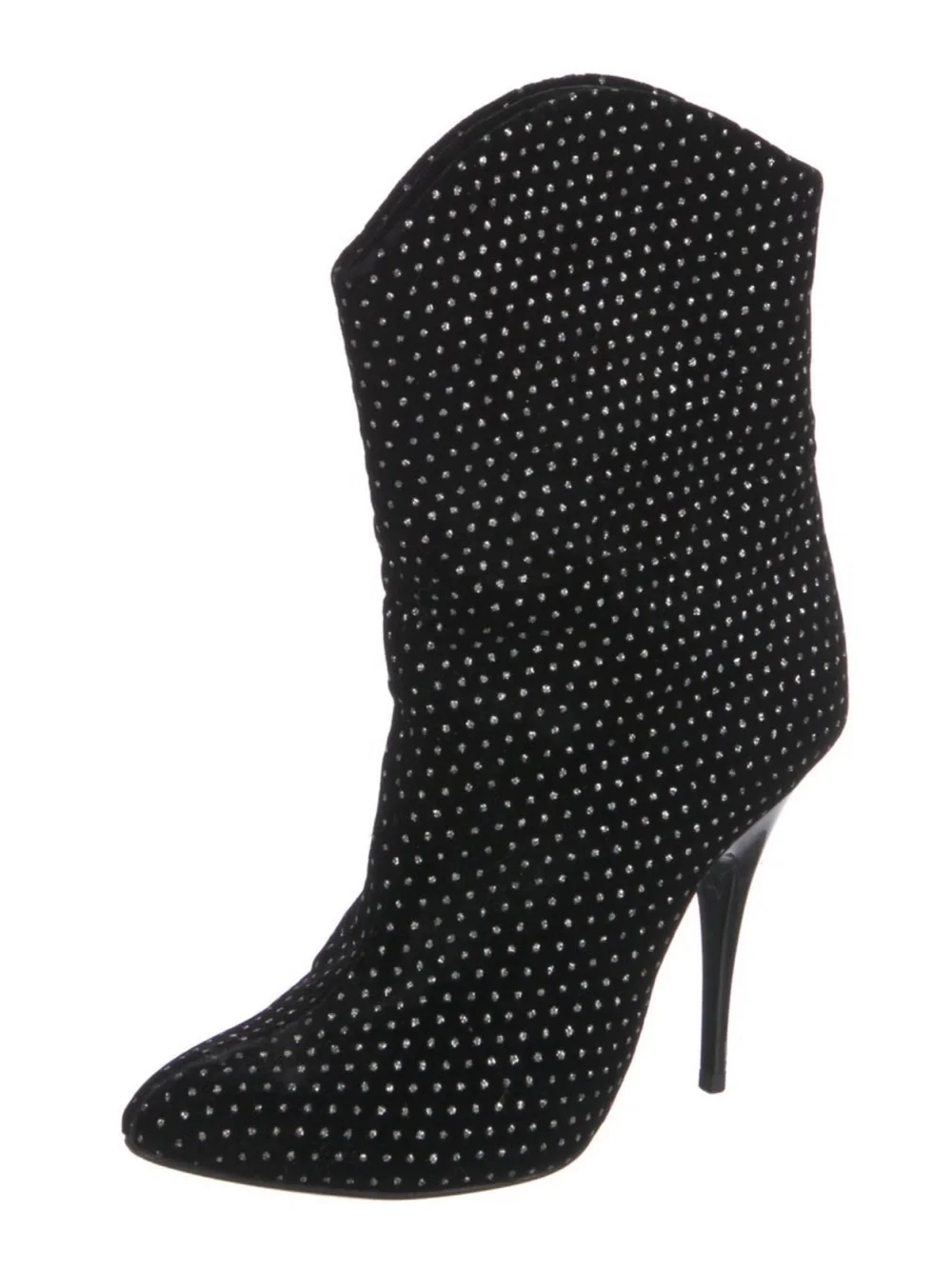 Giuseppe Zanotti Western Slouch Boots ✨ Black Velvet Crystal Embellished size 37